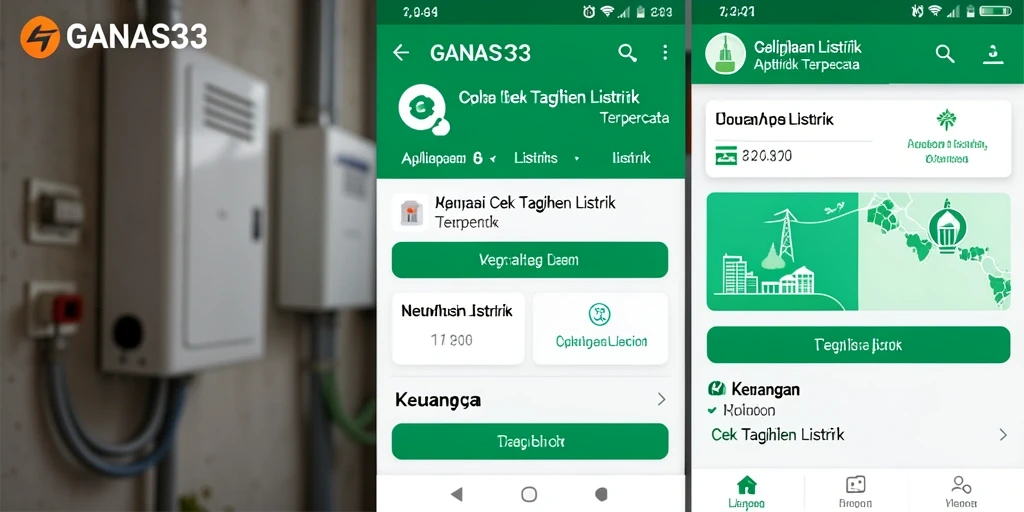 Screenshot antarmuka utama GANAS33 untuk cek tagihan listrik.