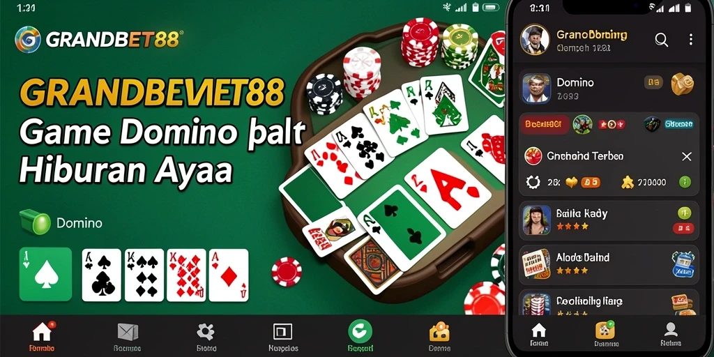 Tampilan antarmuka menarik GRANDBET88 dengan fitur permainan Domino.