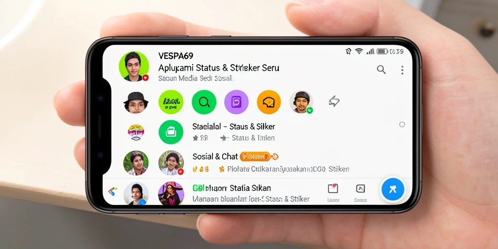 Tampilan antarmuka VESPA69 dengan berbagai stiker kreatif.